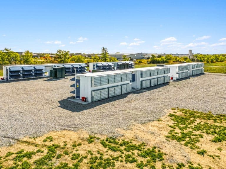 Nebraska partner site — containerised Bitcoin mining halls on the industrial pad